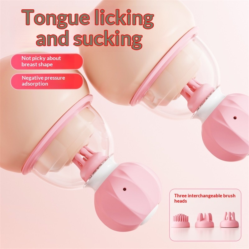 Nipple Suction Cup Vibrator with Tongue Licking – Rotating Breast Kneading & Negative Pressure Stimulator