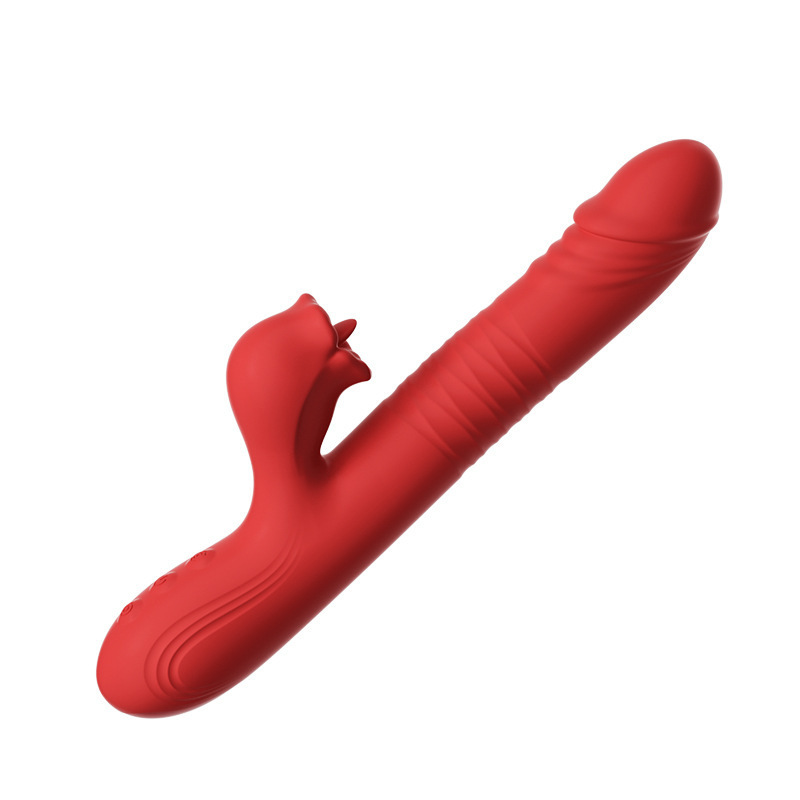 Thrusting Rabbit Vibrator with Tongue Licking – 42°C Heating Stretch & Sway G-Spot Clitoral Stimulator, Silicone Dildo Vibrator Sex Toy for Women
