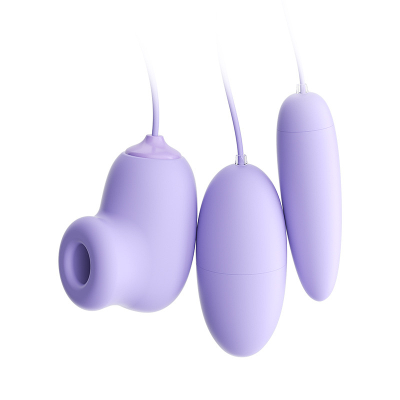 2-in-1 Clitoral Suction & Vibrating Egg Set – 10 Frequency G-Spot Sucking Stimulator with Double Bullet Egg, USB Wired Silicone Sex Toy for Women