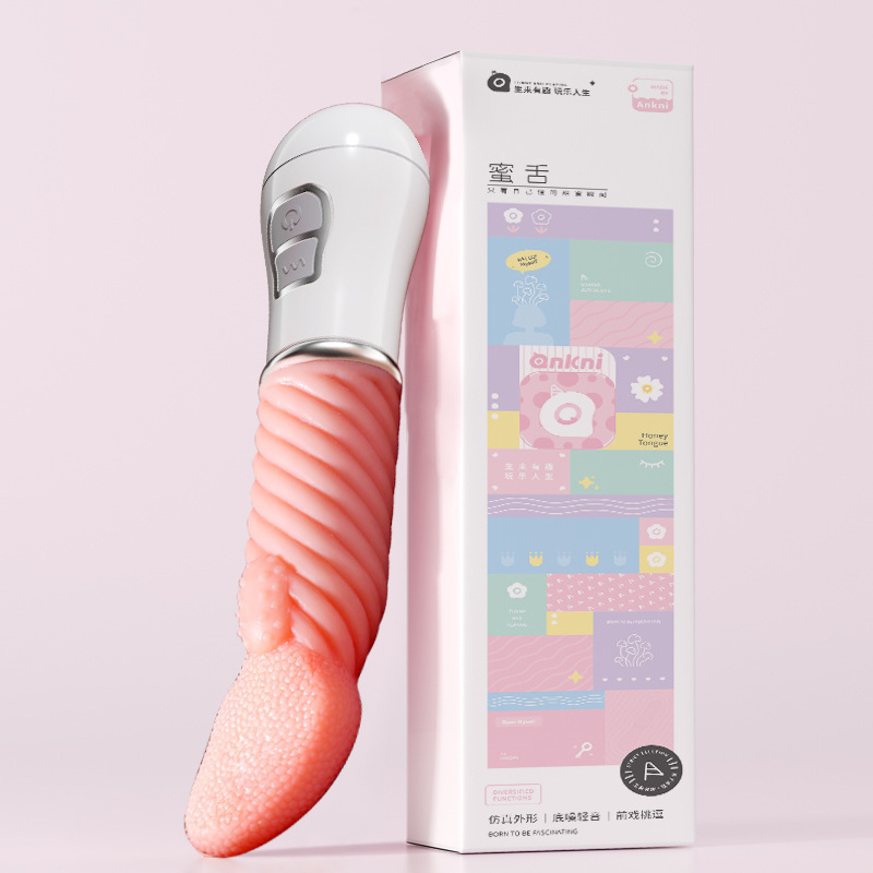 Tongue Licking Vibrator for Women – 10 Vibration Modes, Ribbed Clitoral Stimulator with Realistic Tongue Tip, Battery Powered G-Spot Wand Massager