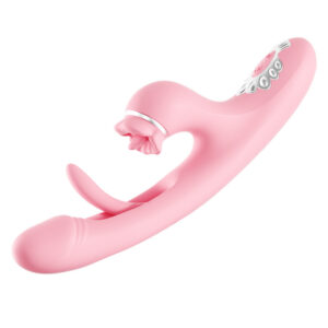 Automatic Rabbit Vibrator with Tongue Licking – Thrusting G-Spot Digging & Clitoral Teasing, Fully Automatic Silicone Dildo Vibrator Sex Toy for Women