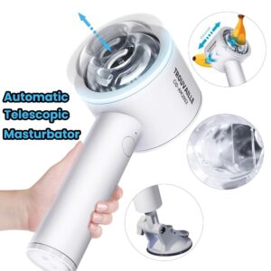 Handheld Automatic Thrusting Masturbator for Men 6-Mode Telescopic Stroker with Suction Base