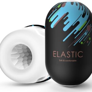 Elastic Soft Silicone Masturbation Egg for Men – Stretchy Textured Pocket Stroker, Reusable Compact Capsule Male Masturbator Travel Sex Toy